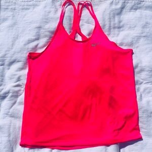 Highlighter pink Nike tank top